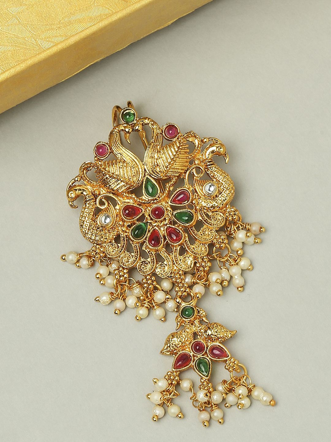 fabula Artificial Stones Studded & Beaded Jadai Billai Pin Hair Accessory