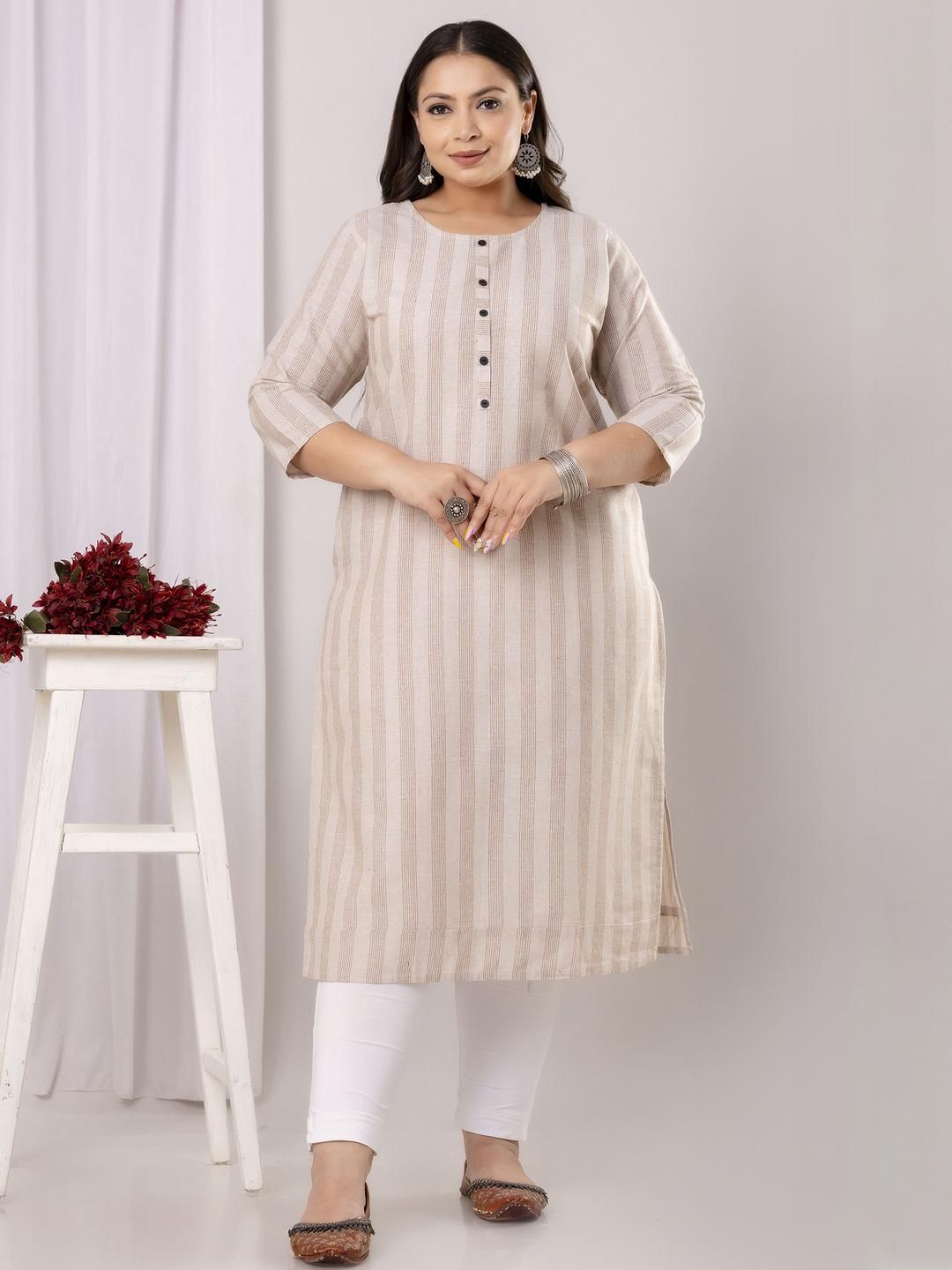 SHRITIKA Women Grey Pure Cotton Kurtis