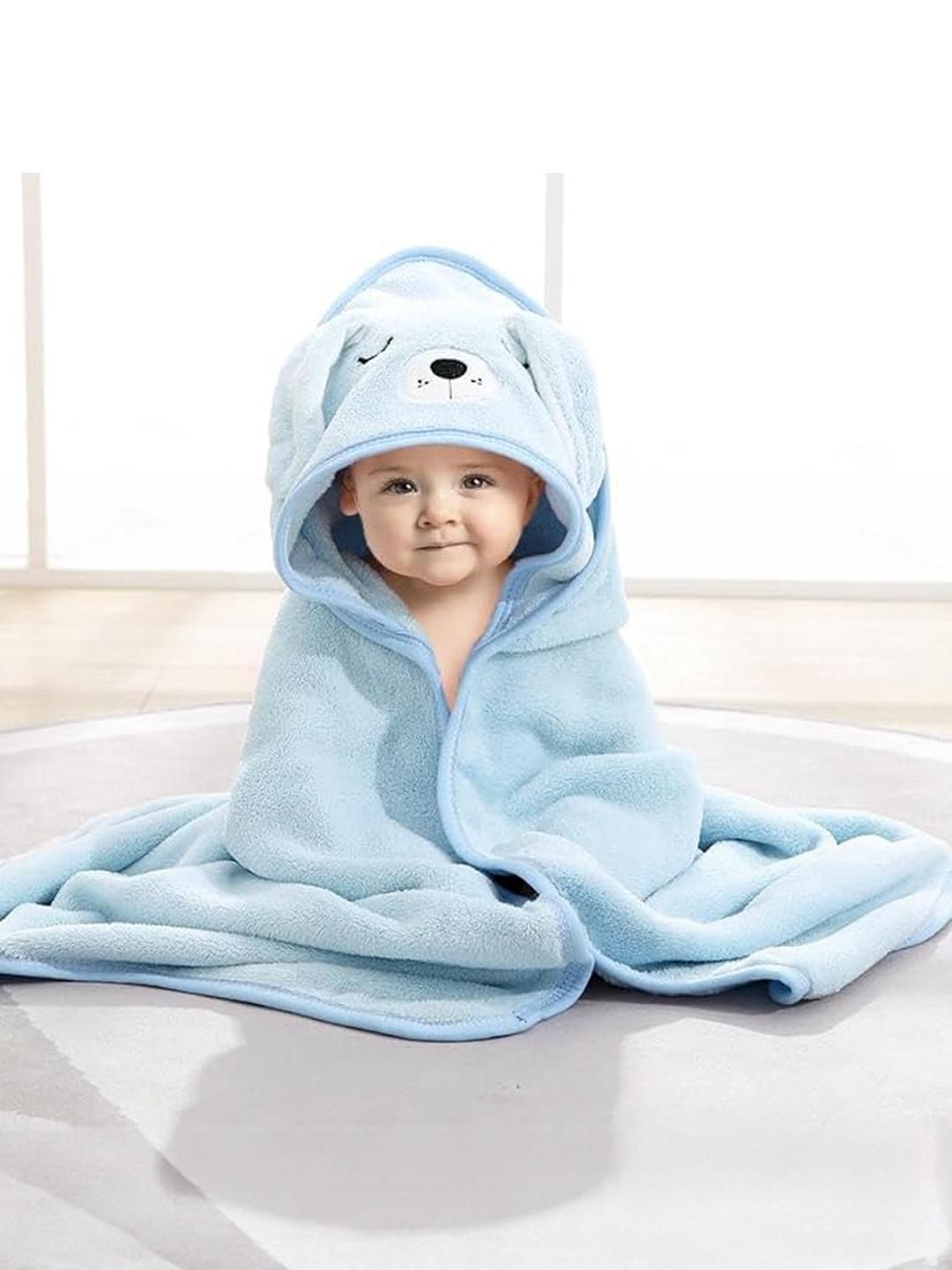 Teri Beri Blue 200 GSM Cotton Hooded Baby Bath Towel