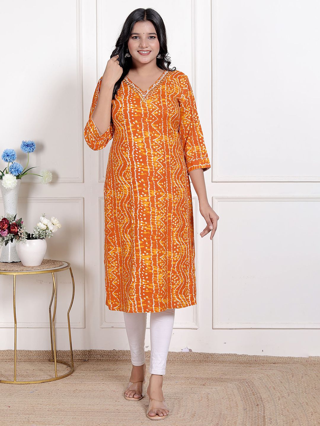 Doriyaan Women Bandhani Printed Daily A-Line Kurta