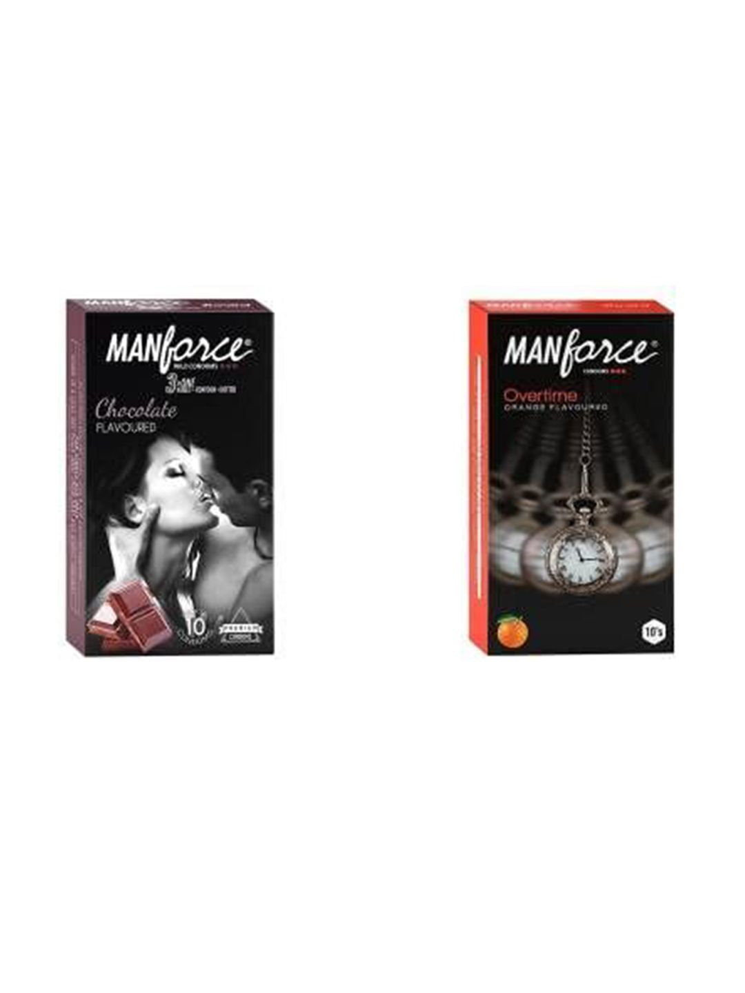 Manforce Set Of 2 Overtime Orange & Chocolate Condoms - 10 Pcs Each
