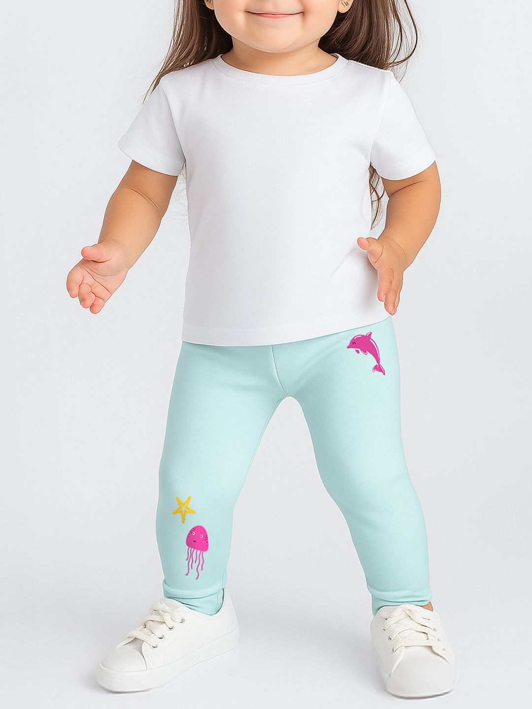 Nauti Nati Girls Sea Creature Printed Cotton Leggings