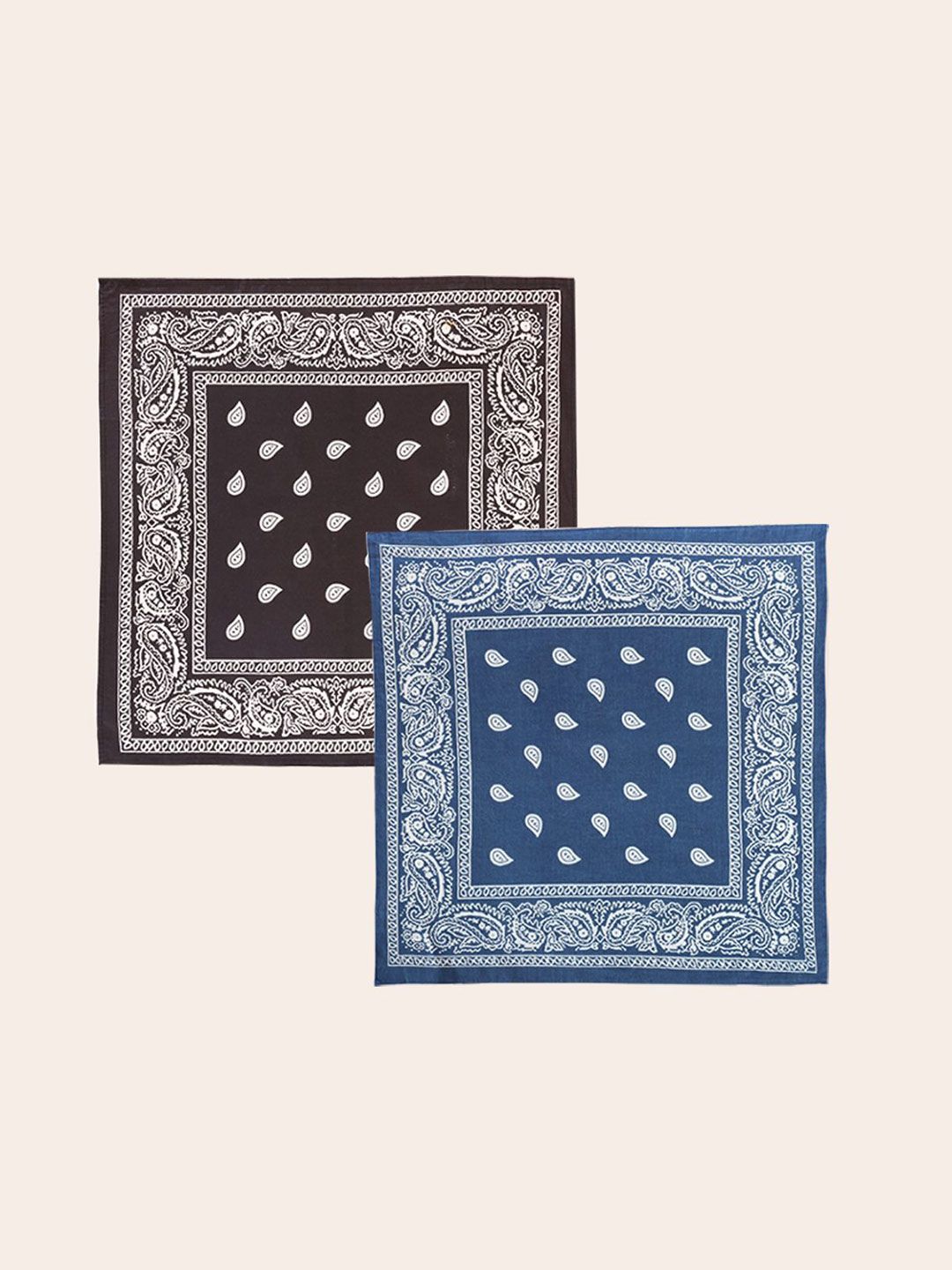 HANDICRAFT PALACE Women Pack of 2 Black & Blue Paisley Printed Pure Cotton Bandana