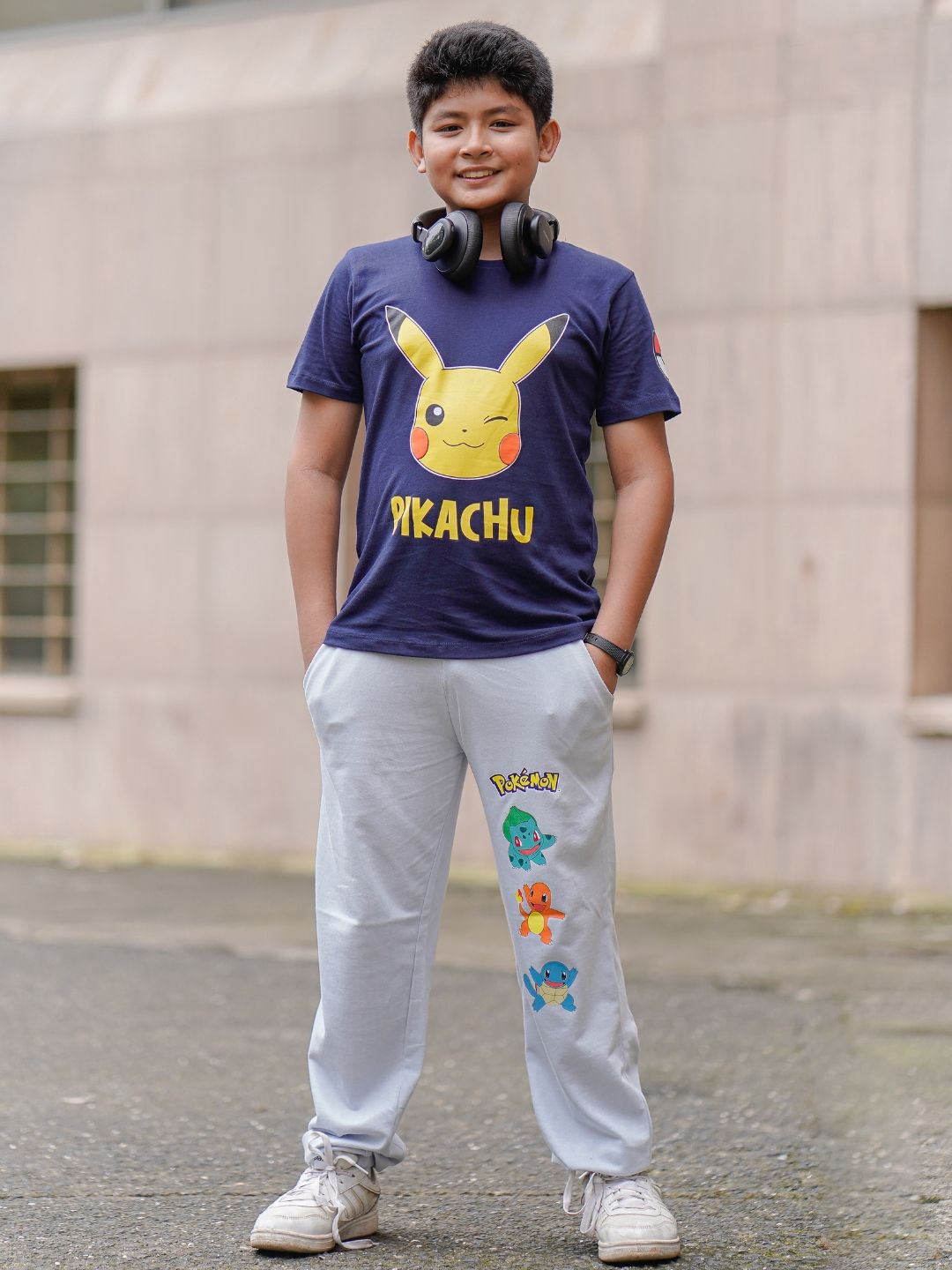 Buy Nap Chief Kids Pikachu Printed Short Sleeves Pure Cotton T Shirt With Joggers -  - Apparel for Unisex Kids
