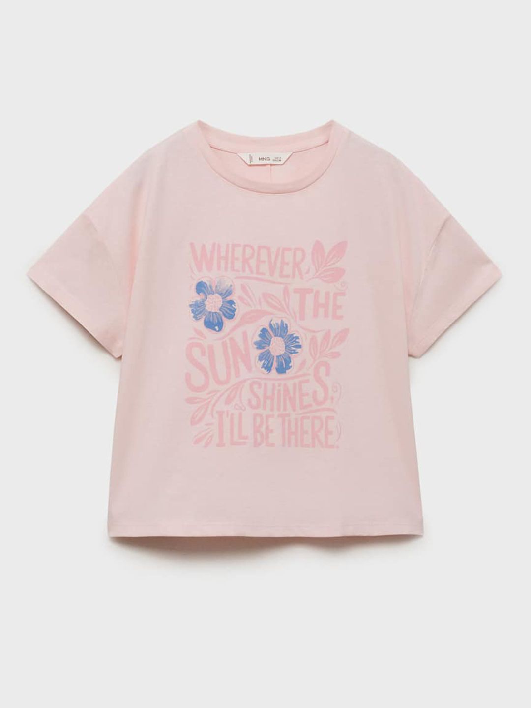 Mango Kids Girls Cotton Typography Printed T-shirt