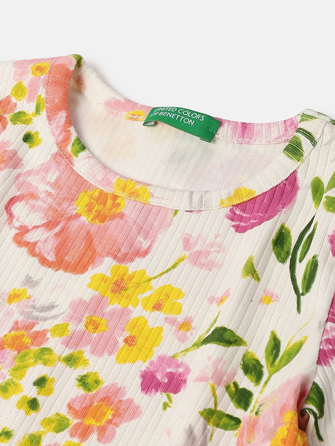 Girls Floral Print Round Neck Top 3