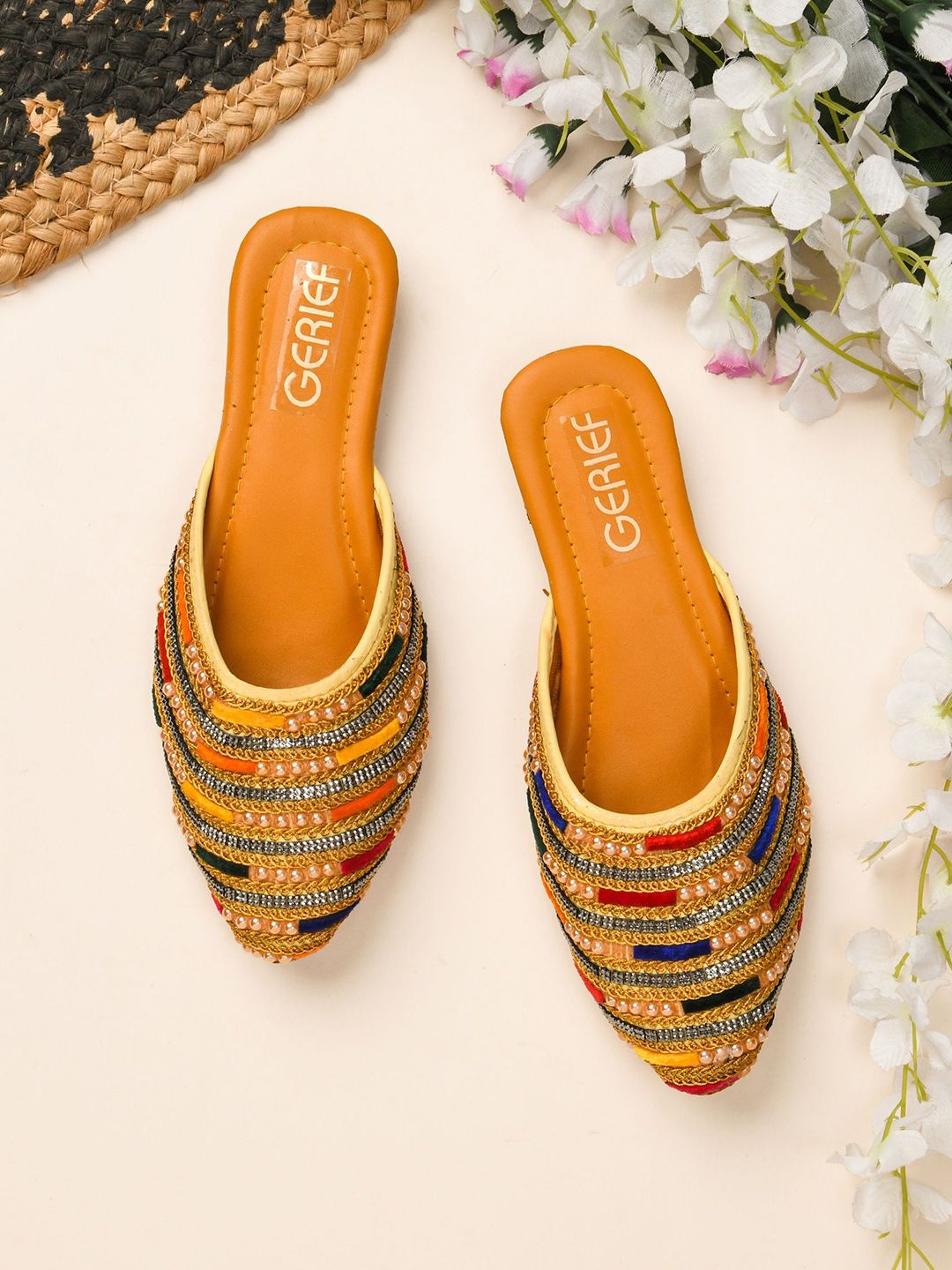 GERIEF Women Ethnic Mules Flats