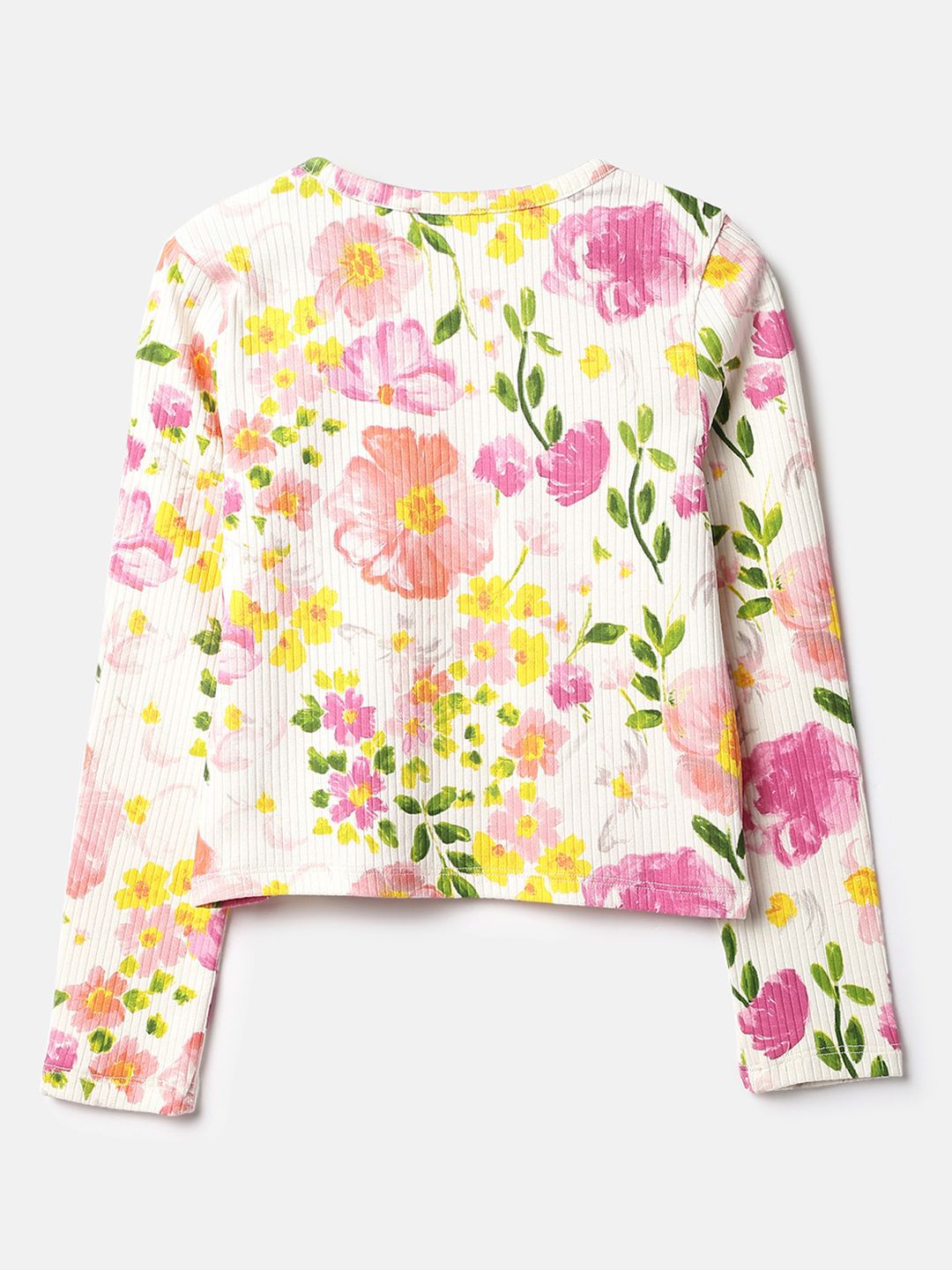 Girls Floral Print Round Neck Top 2