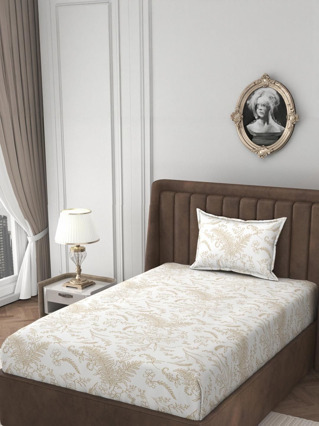 HIDECOR Super soft glace cotton printed Single Bed bedsheet with 1 pillow cover