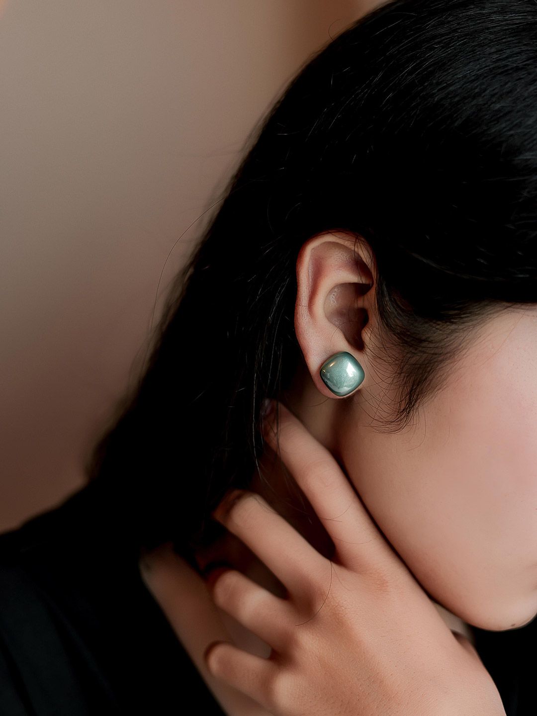 QUERALT Mint Green Matte Stud Earrings