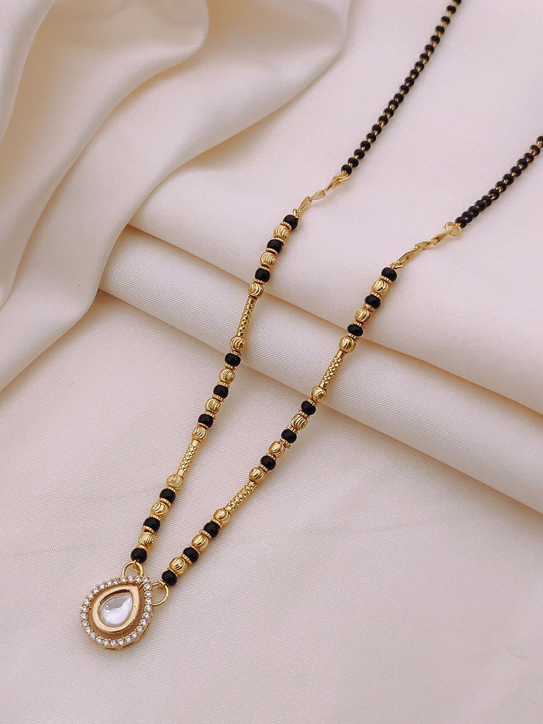 TKRB SALES Gold-Plated Artificial Stones Studded Mangalsutra