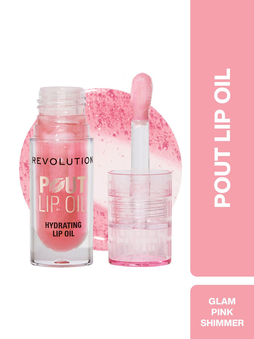 Makeup Revolution London Pout Hydrating Lip Oil With Vitamin E - 3 ml - Glam Pink Shimmer