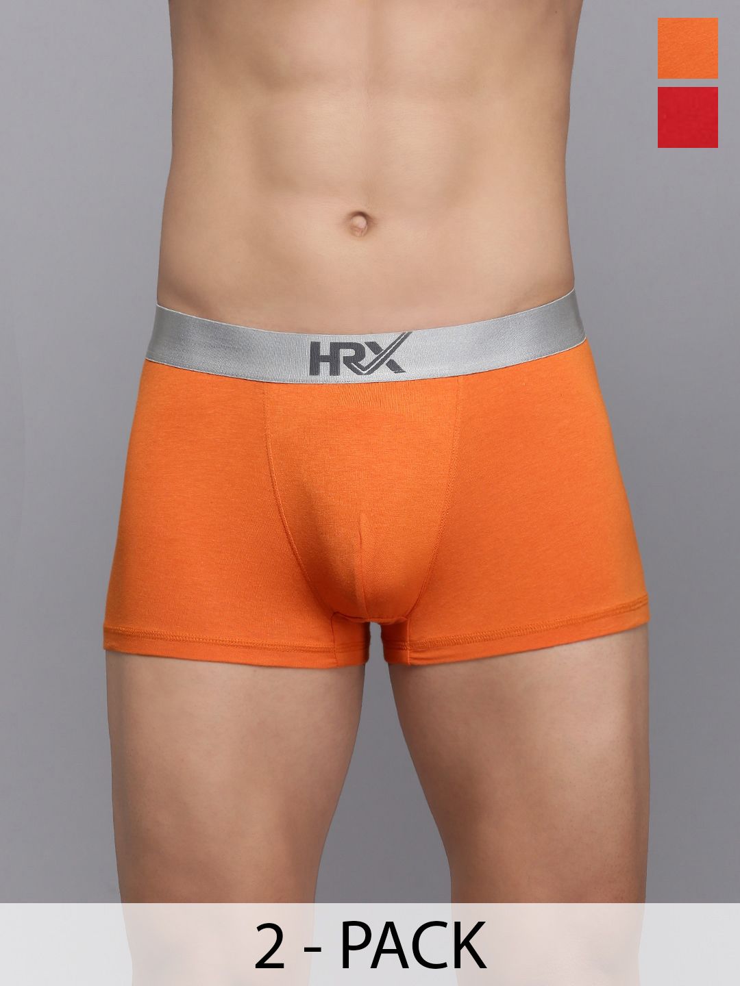 HRX by Hrithik Roshan Pack Of 2 Long Trunks HRX_TRK_001_OR_RD_2PC