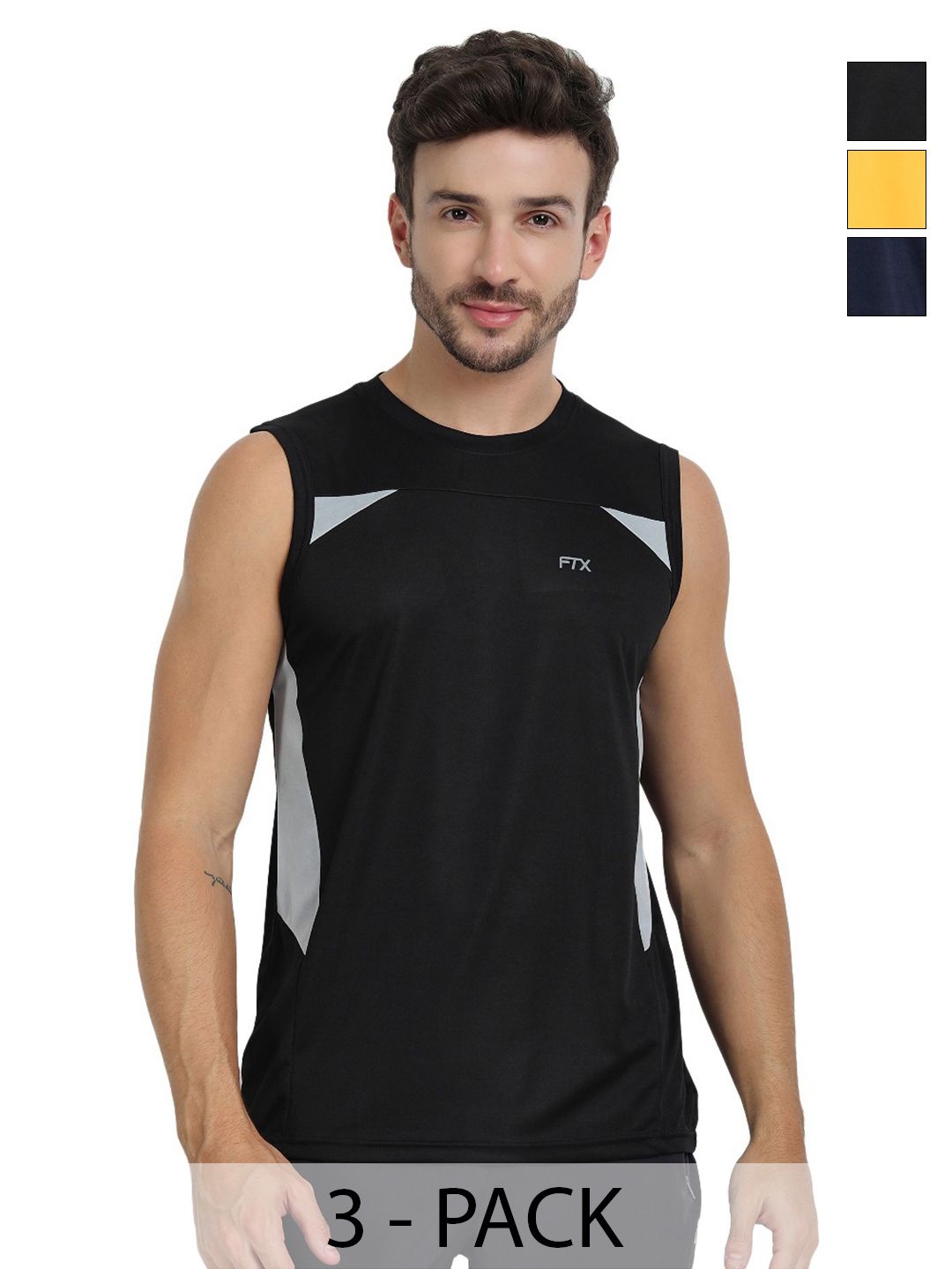 FTX Pack Of 3 Colourblocked Round Neck T-shirts