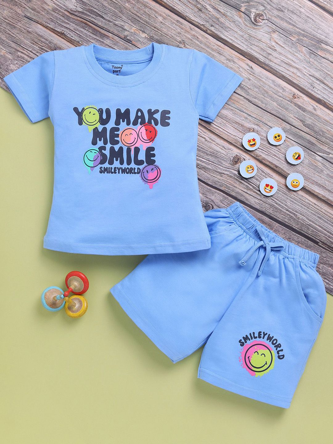 Buy Toonyport Girls Printed Round Neck Pure Cotton T Shirt With Shorts -  - Apparel for Girls