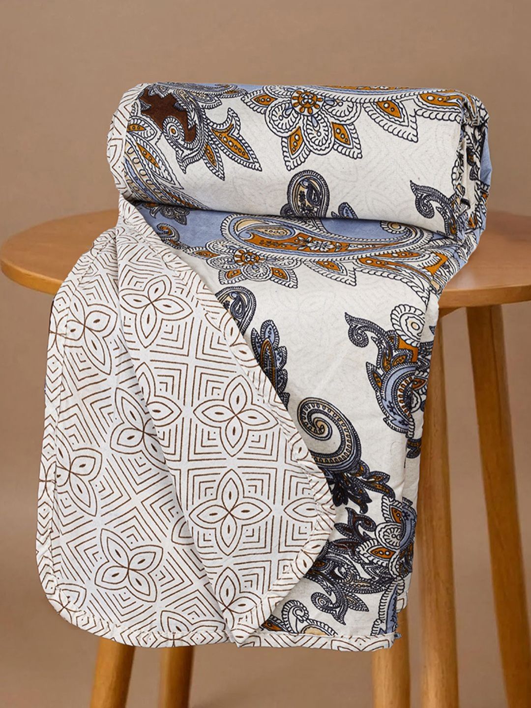 bsb home Grey & Mustard Floral Printed Microfiber AC Room 210 GSM Double Bed Dohar