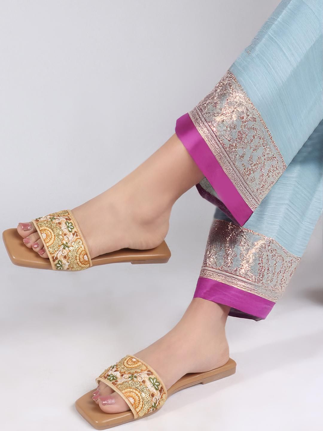 CORSICA Women Embellished Ethnic Open Toe Flats