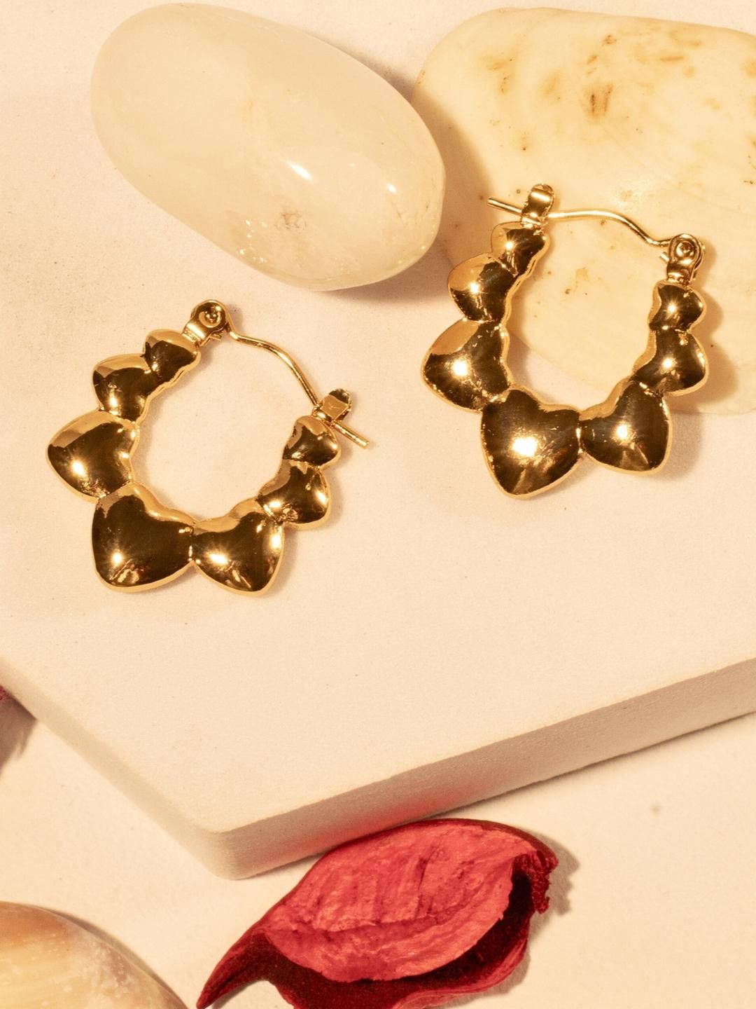 Raasrani Women Stainless Steel Gold Plated Hoop Earrings