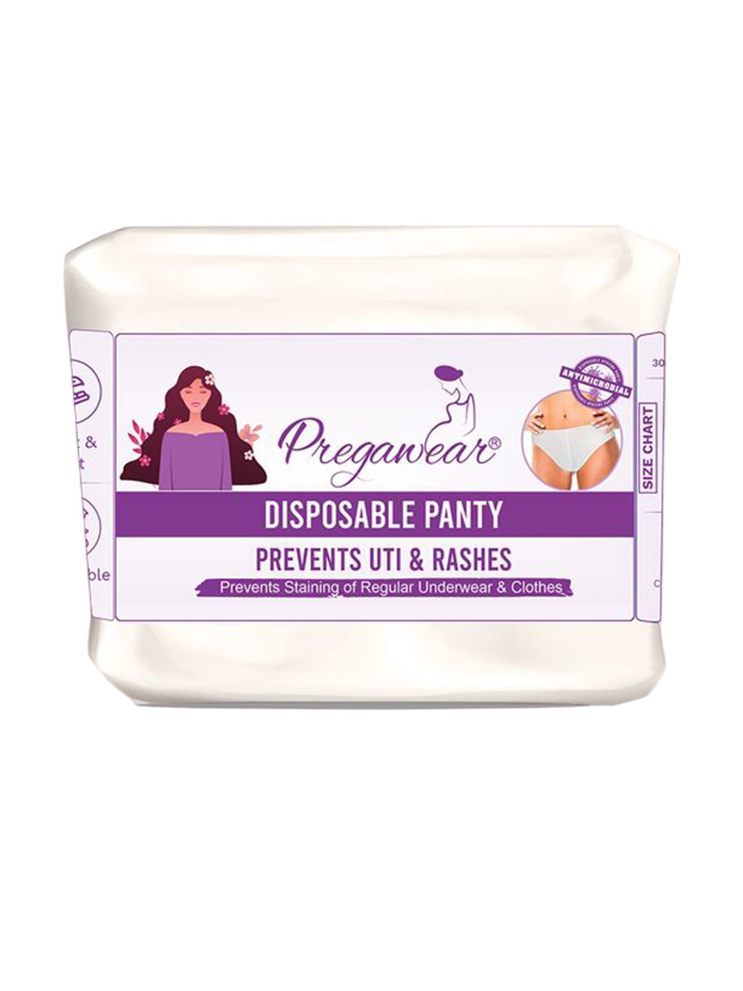 Pregawear 5Pcs Disposable Panty & 5Pcs Heavy Flow Maternity Pad for Overnight Protection