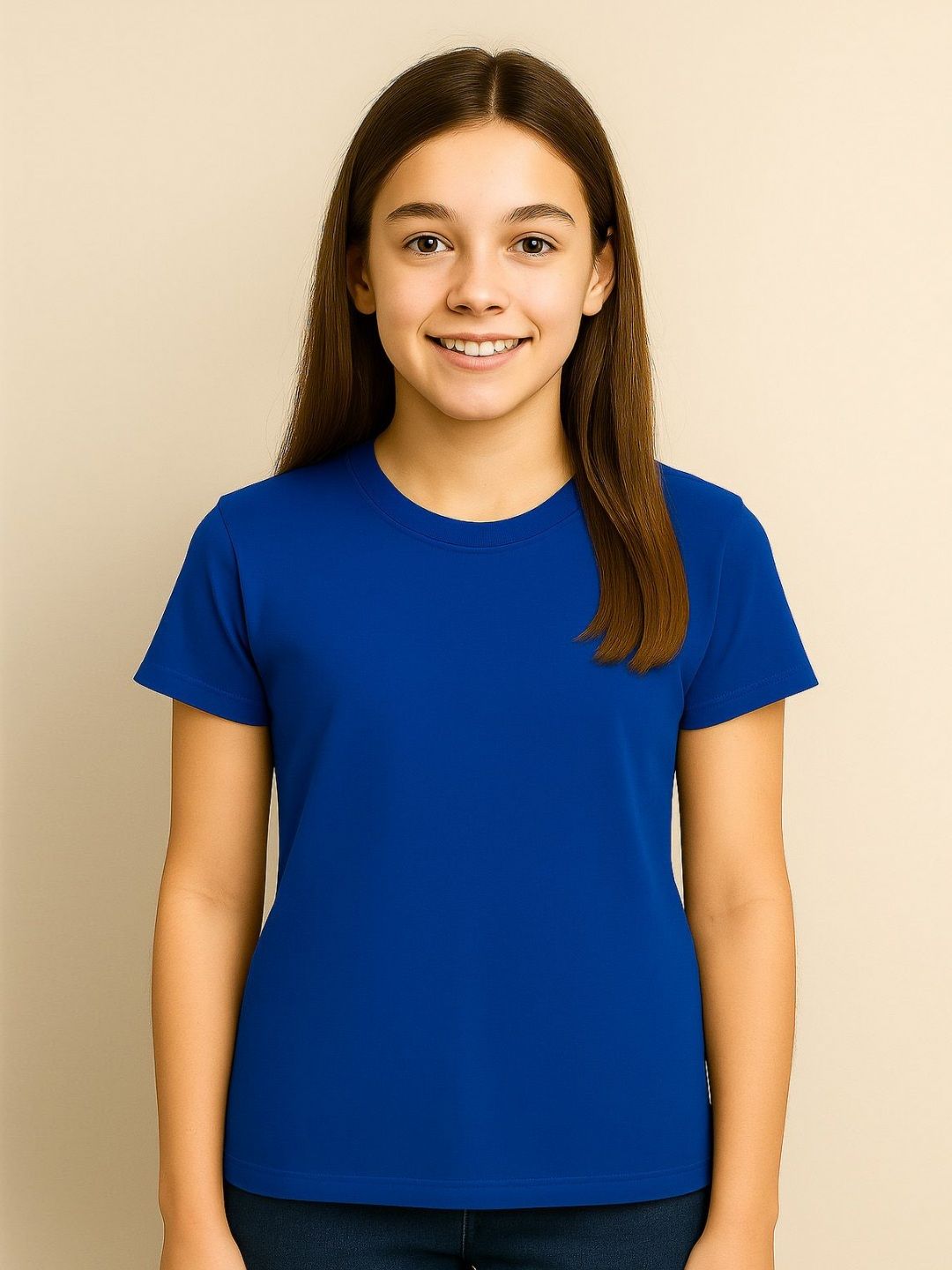 SINI MINI Girls Solid Round Neck T-shirt