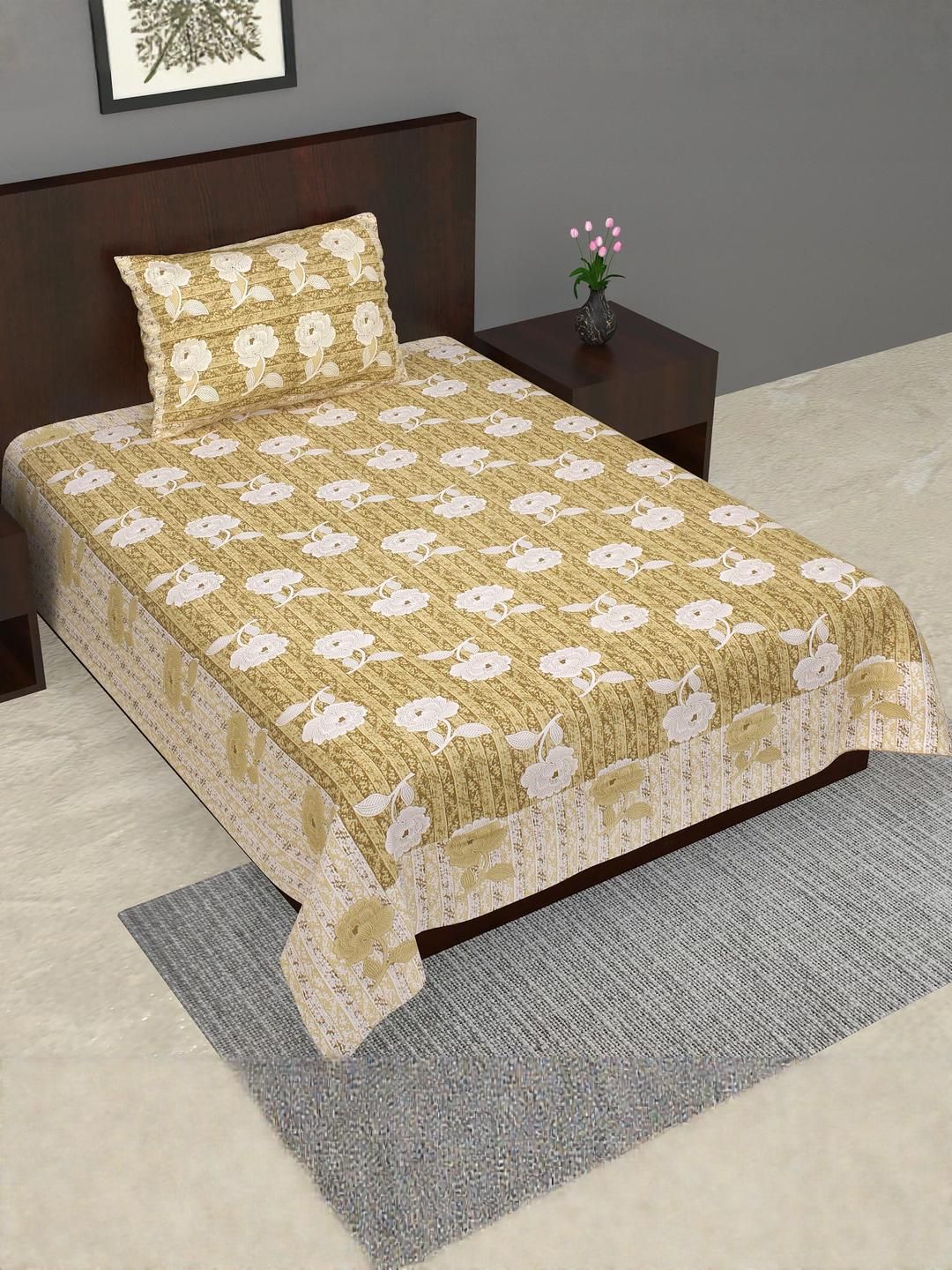 Jaipuri Printed Single Bed Bedsheet with Pillow Covers