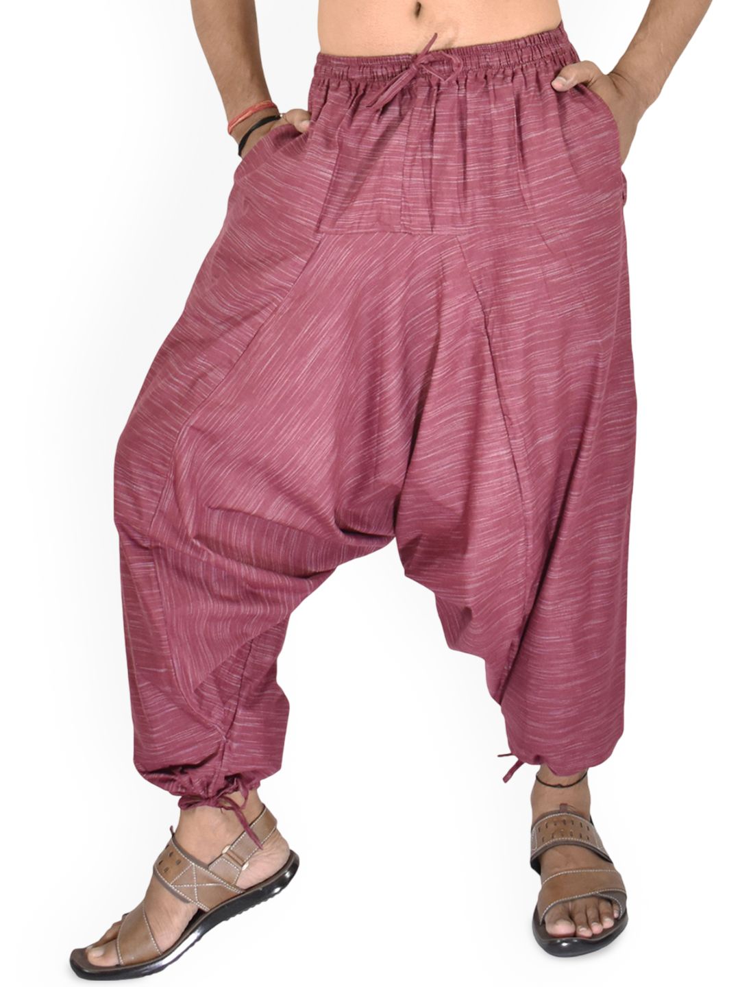 WHITEWHALE Unisex Loose Fit Mid-Rise Pure Cotton Harem Pants