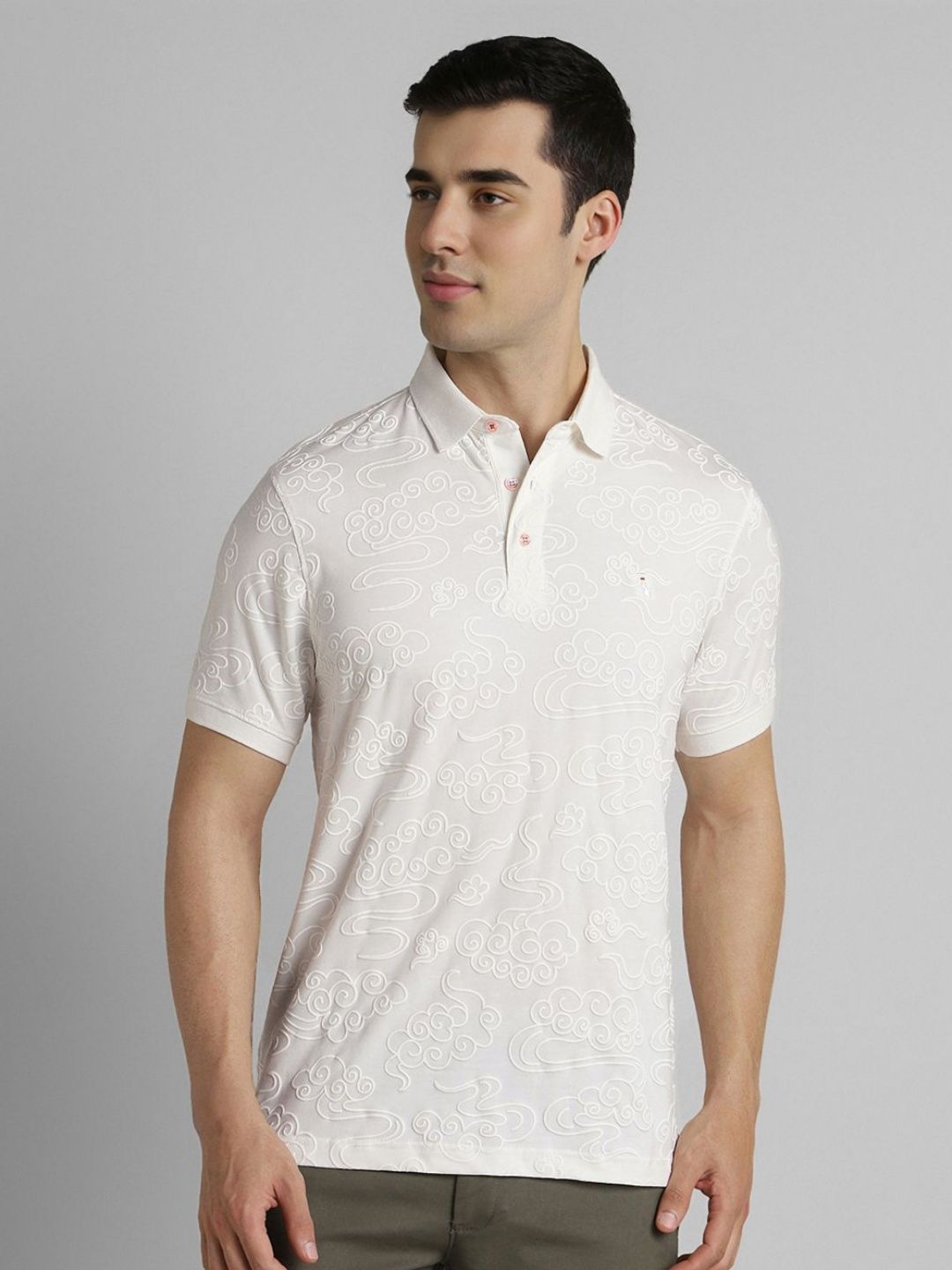 SIMON CARTER LONDON Abstract Printed Polo Collar Slim Fit T-shirt
