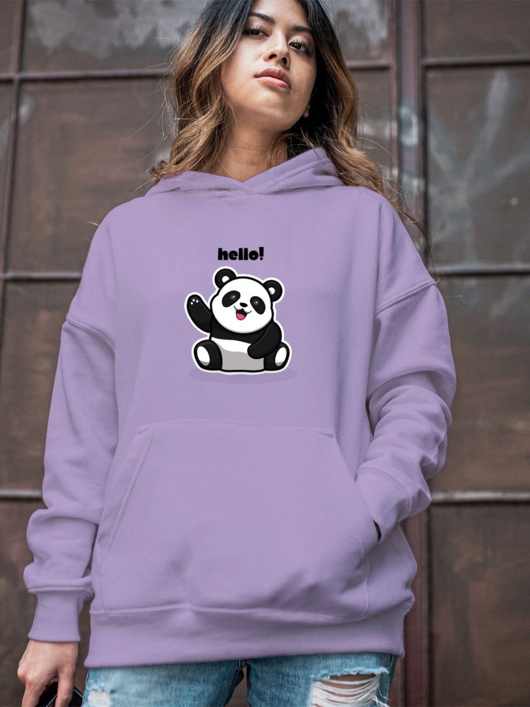 Deslizar Women Graphic Printed Long Sleeves Hooded Sweatshirt