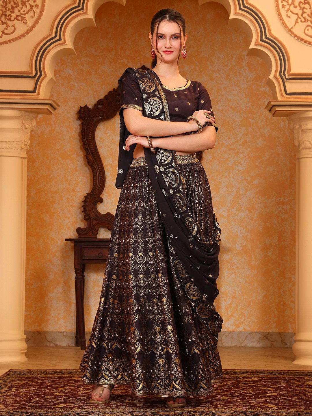 AURELIA Printed Ready to Wear Lehenga & Blouse With Dupatta