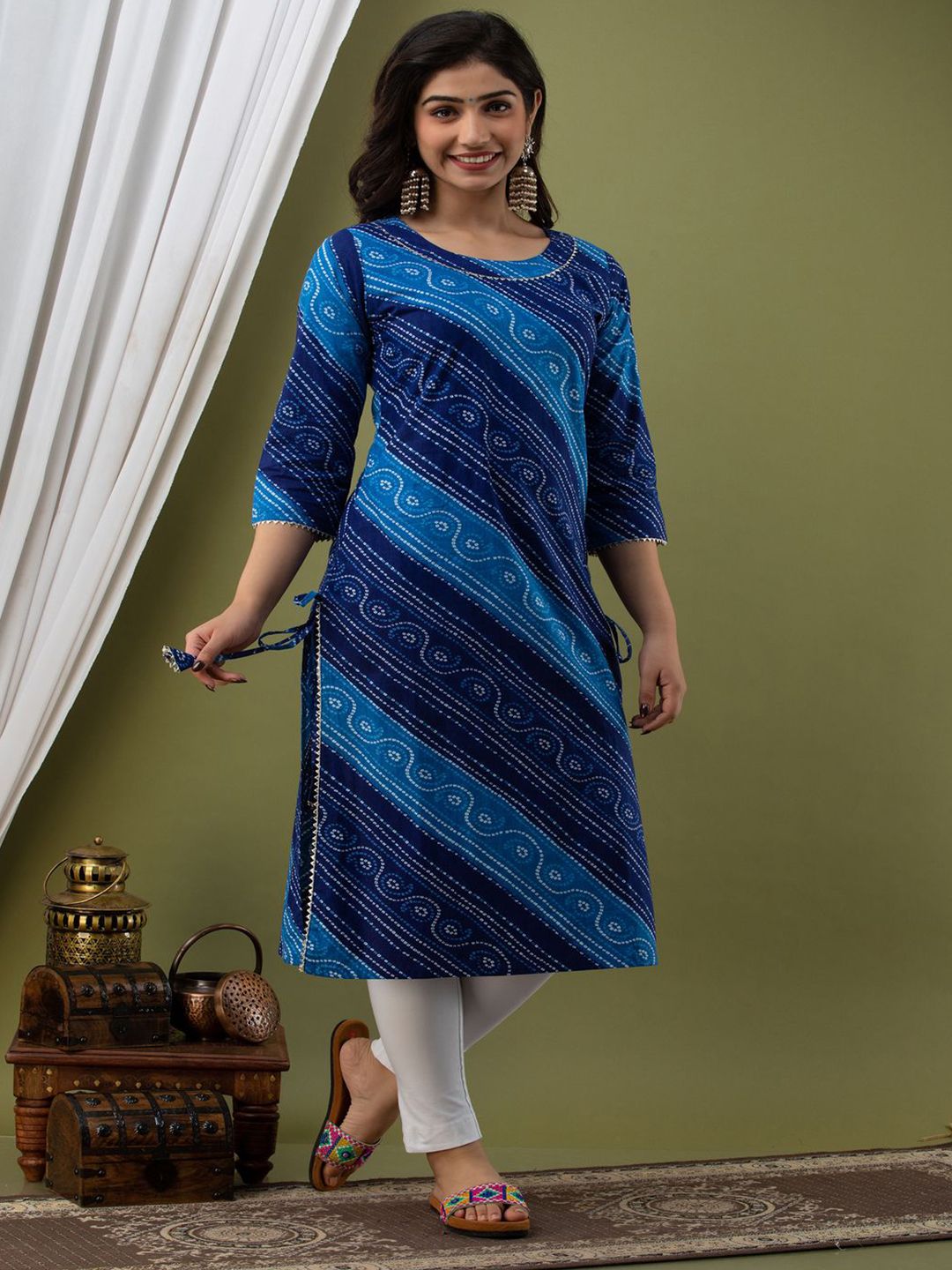 ROPADEMODA Women Bandhani Dyed Pure Cotton Kurta