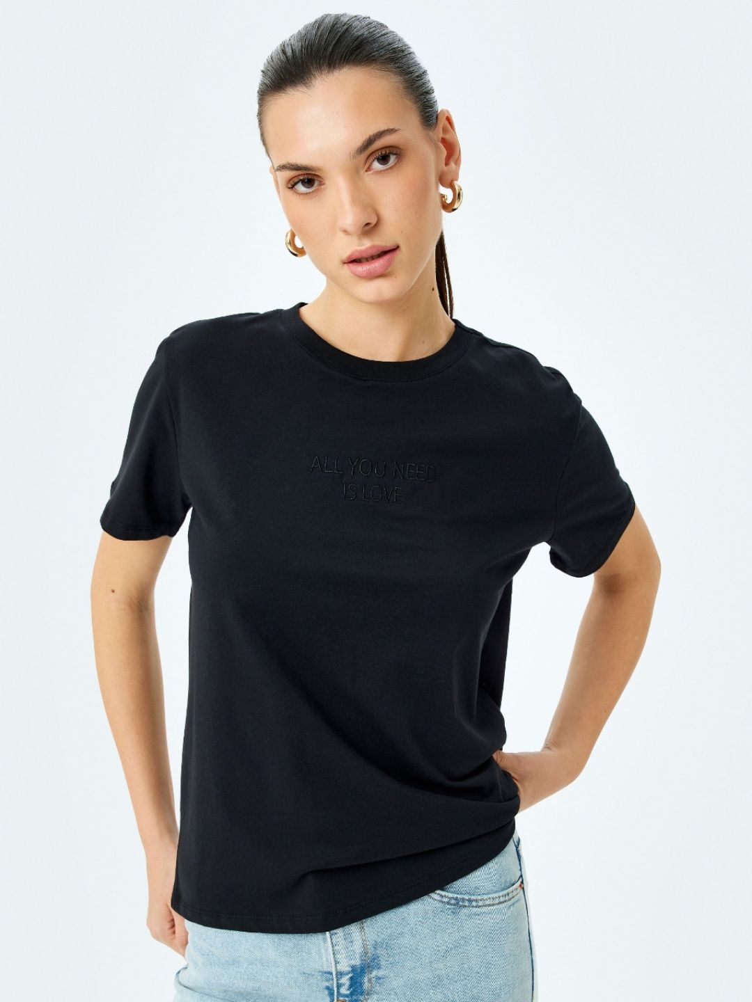 Koton Women Extended Sleeves Pockets T-shirt
