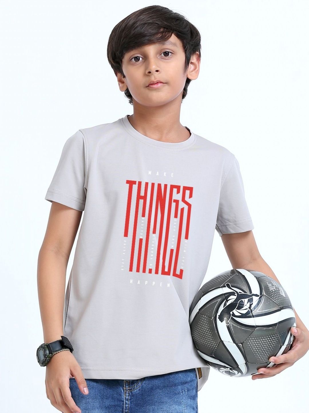 STELLERS Boys Printed Blended Cotton Strechable T-shirt