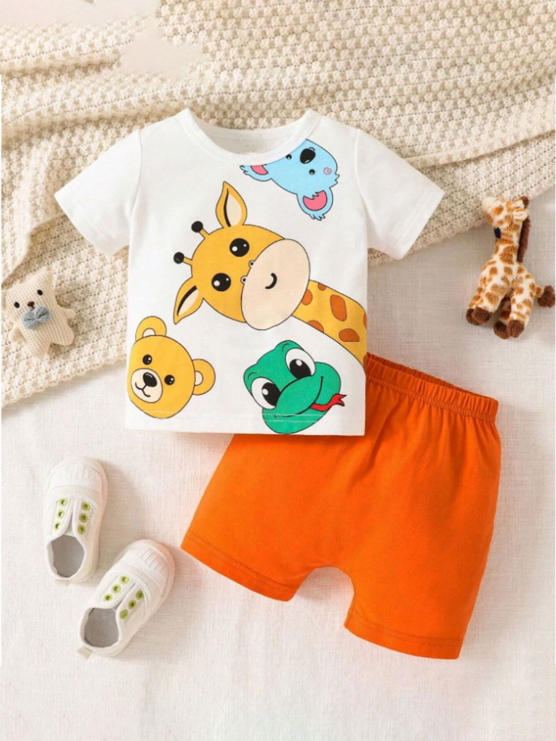 TITTOM Kids Printed Pure Cotton T-shirt With Shorts