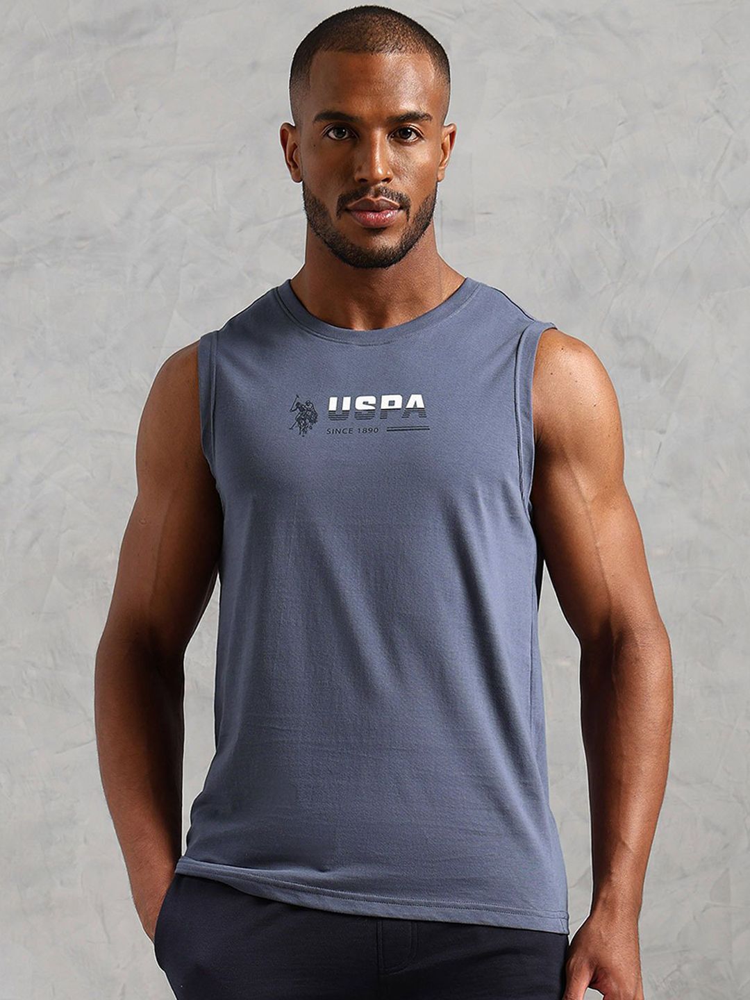 Buy U.S. Polo Assn. Printed Pure Cotton Gym Vest OEV06 G01 PL -  - Apparel for Men