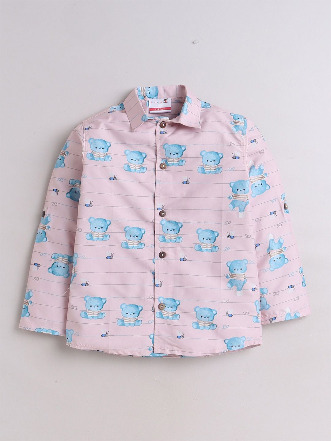 BAATCHEET Boys Comfort Bear Printed Pure Cotton Casual Shirt