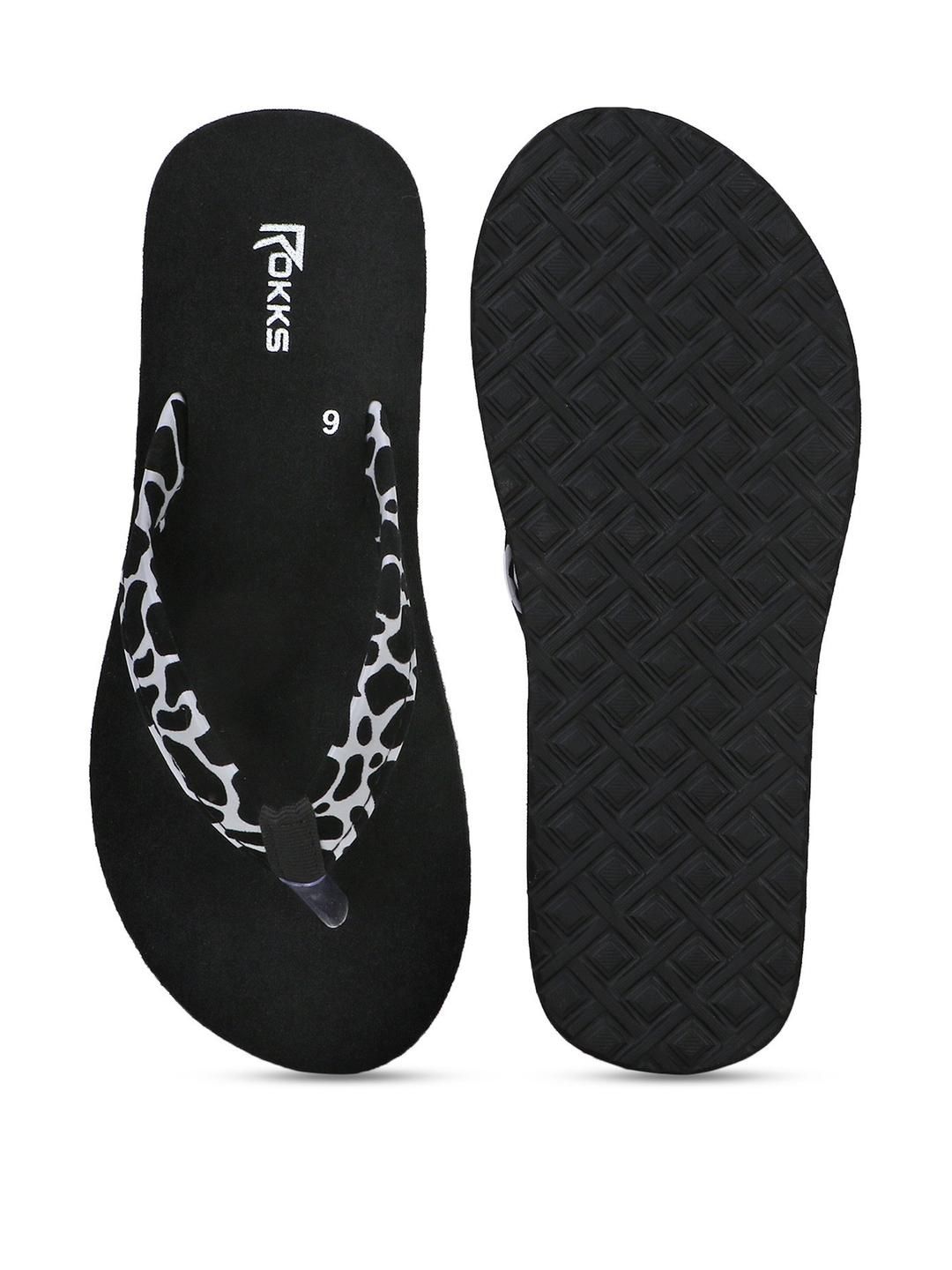ROKKS Women Printed Rubber Thong Flip-Flops