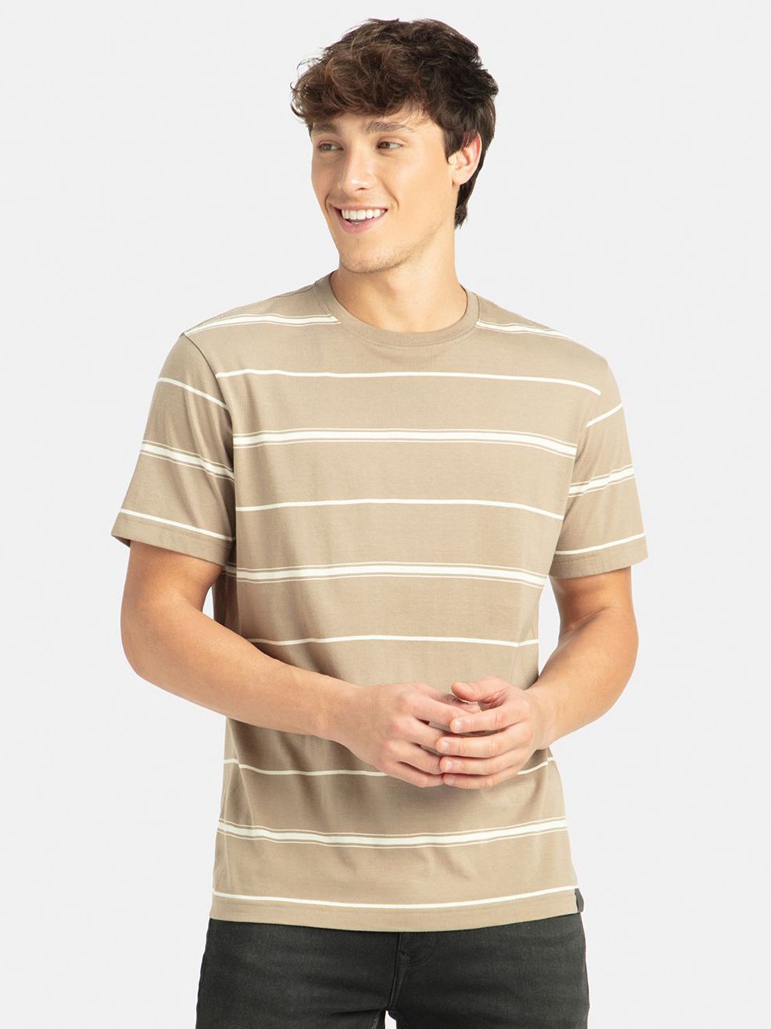 Jockey Super Combed Cotton Rich Striped Round Neck Half Sleeve Tshirt - 2715