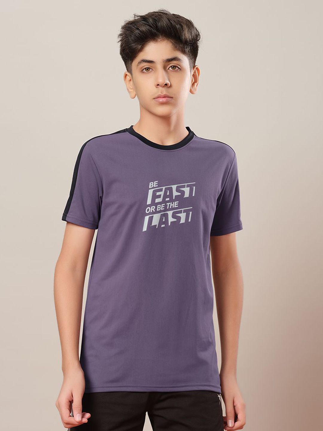 Technosport Boys Typography Printed Antimicrobial Slim Fit Sports T-Shirt