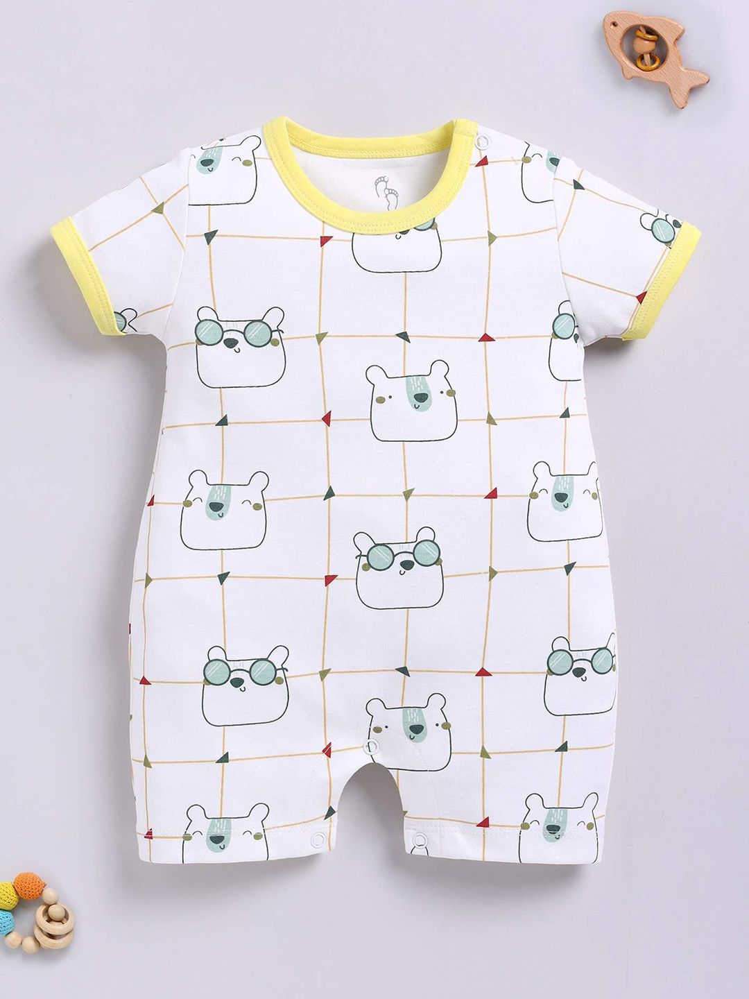 BABY GO Infant Boys Printed Cotton Rompers