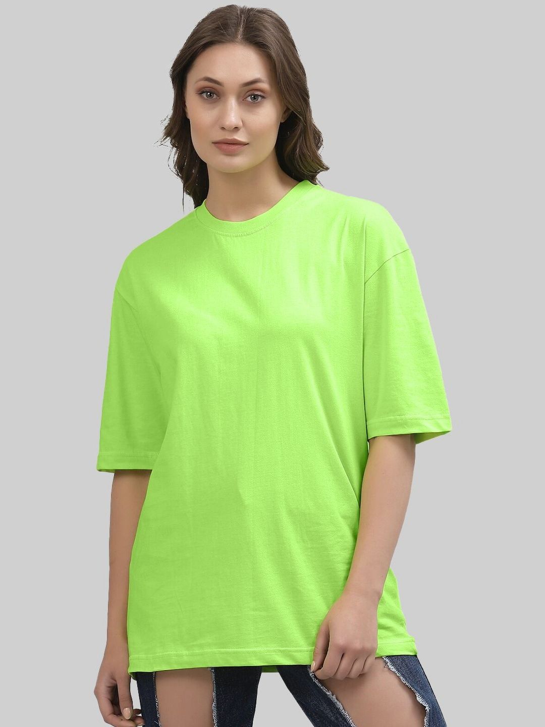 Leotude Round Neck Cotton Oversized T-shirt