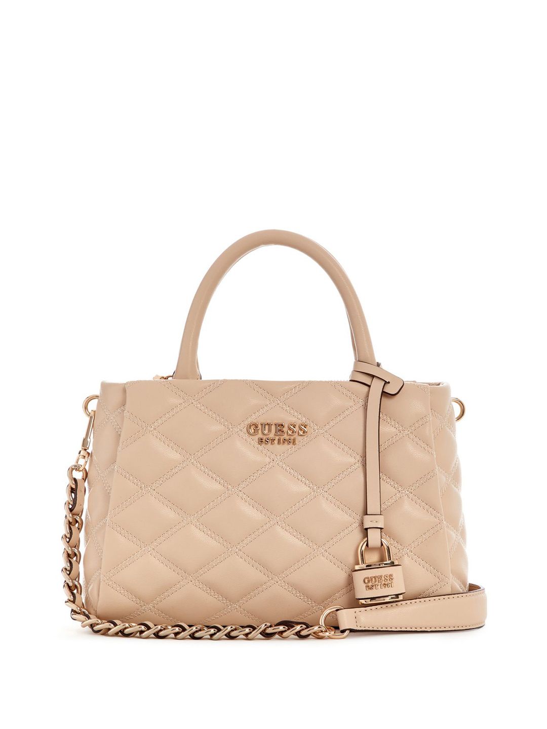 GUESS Quilted Medium Structured Satchel Bag