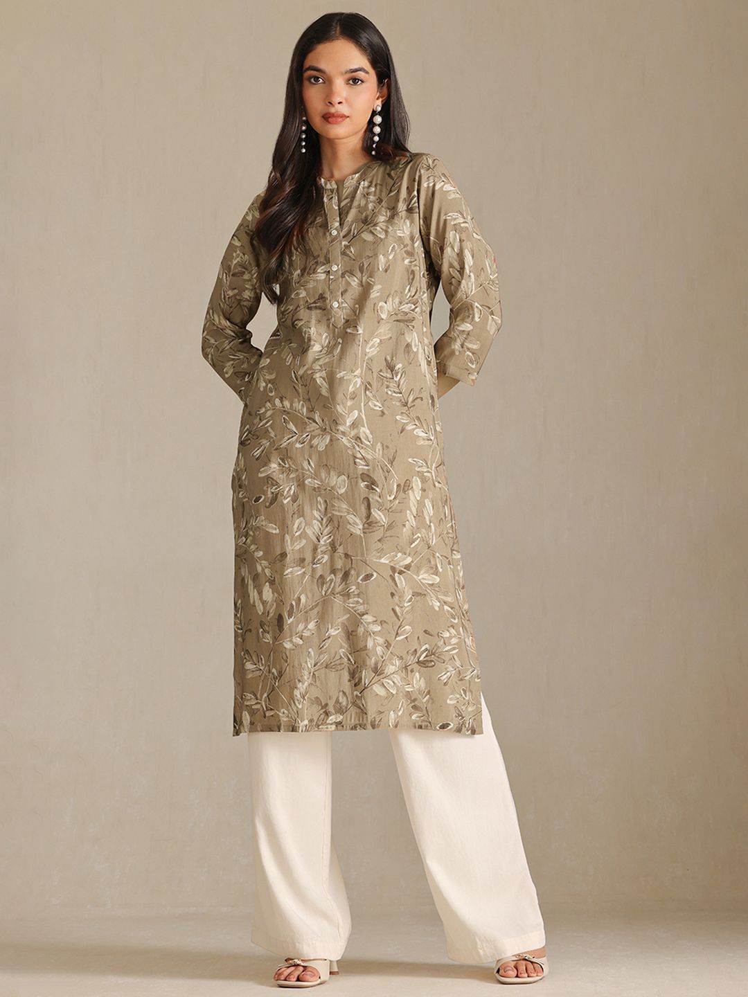 Soch Floral Printed Mandarin Collar Straight Kurta