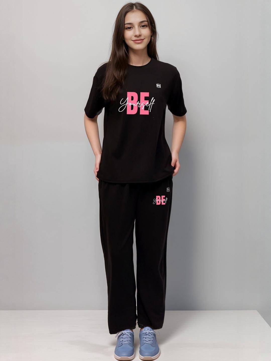 FITIN OUTFIT Printed T-shirt & Trousers Co-Ords