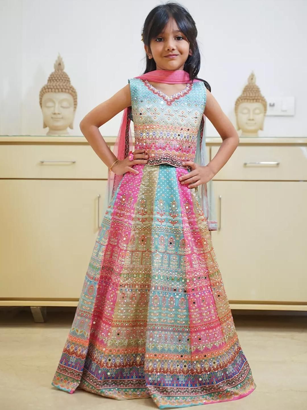 JAY NAGNATH FAB Multi Art Silk Lehenga Choli