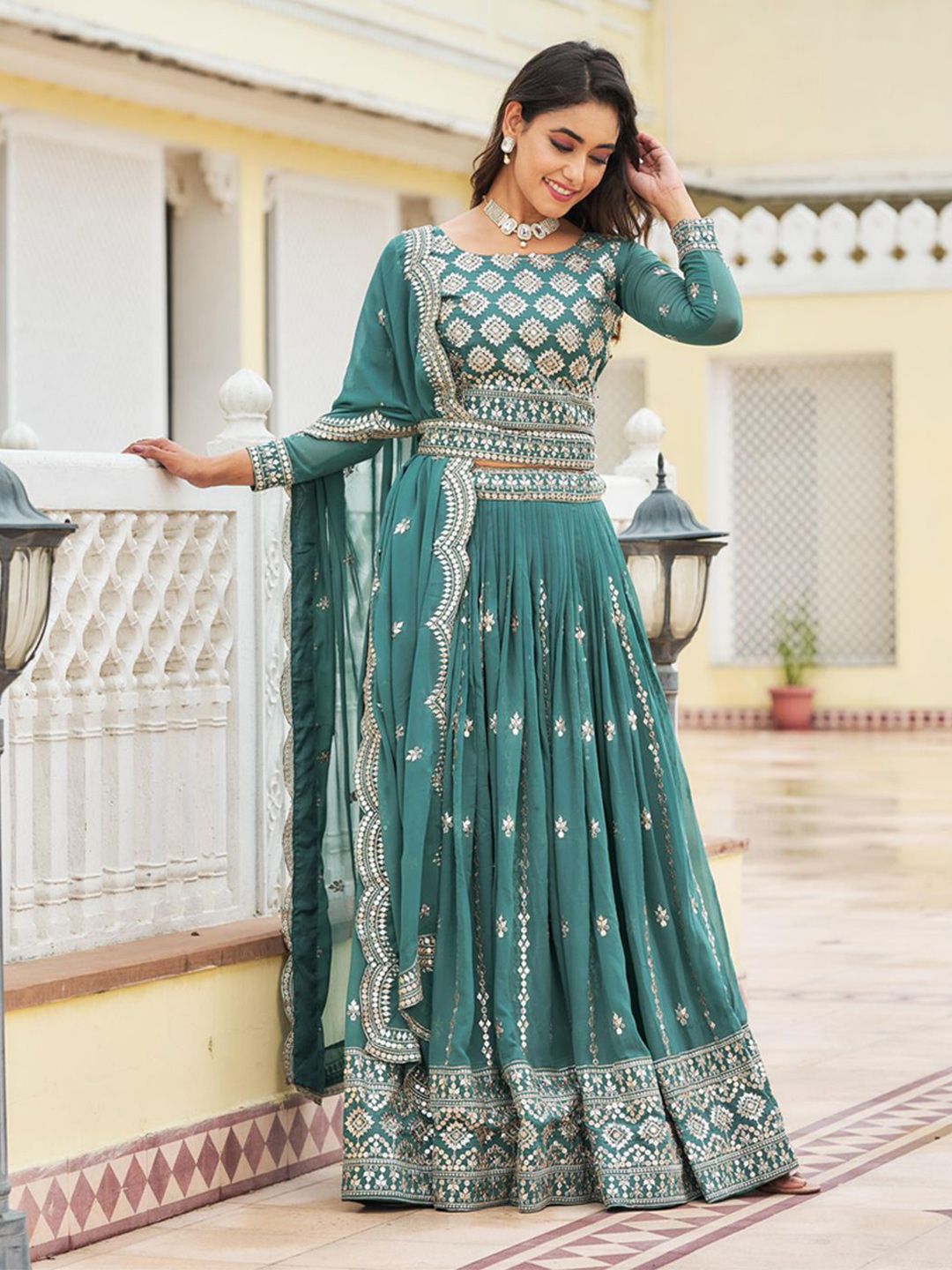 Jogmaya Fashion Embroidered Semi-Stitched Lehenga & Unstitched Blouse With Dupatta
