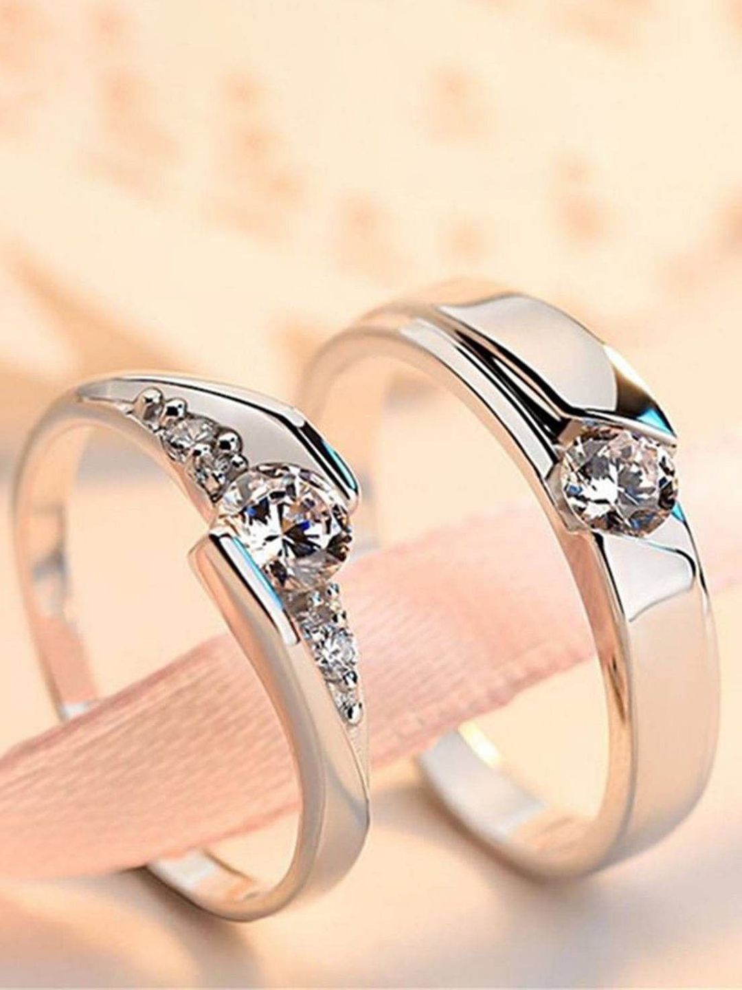 Ringzinnie Set Of 2 Stone-Studded Adjustable Finger Rings