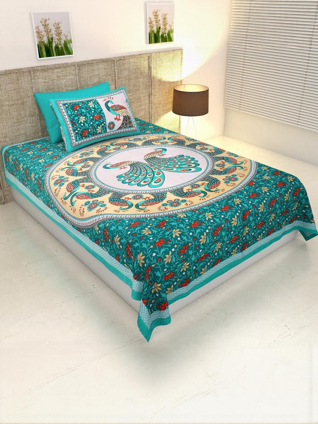 Jaipuri Printed Single Bed Bedsheet with Pillow Cover