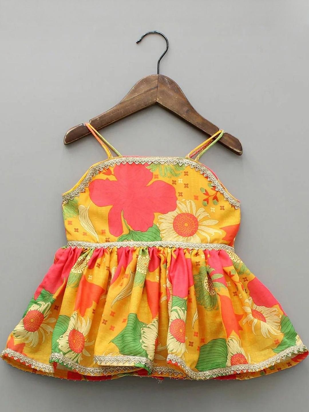 Girls Printed Sleeveless Top And Palazzo Set With Dupatta 3Pc 3