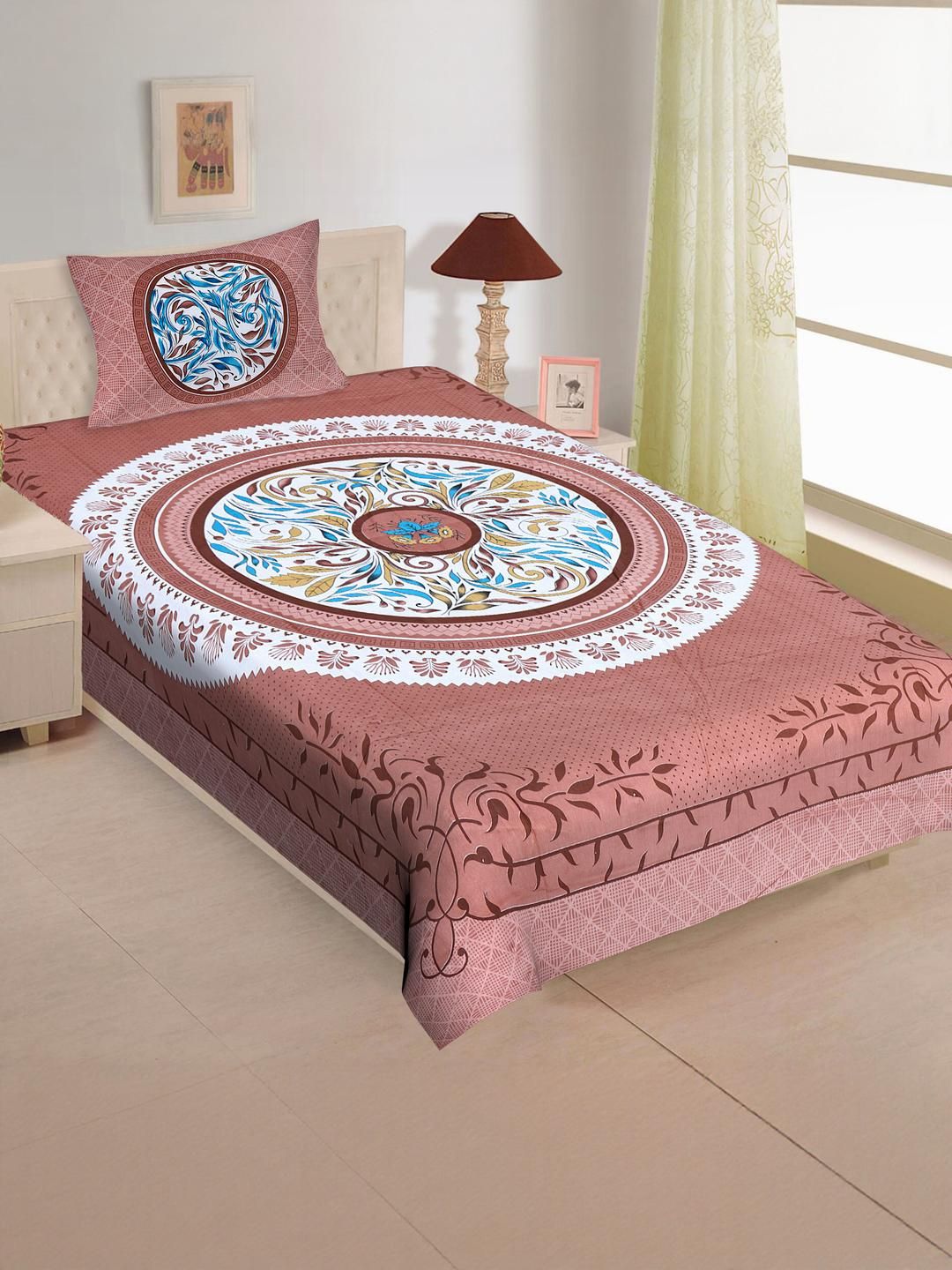 Jaipuri Printed Single Bed Bedsheet with Pillow Cover
