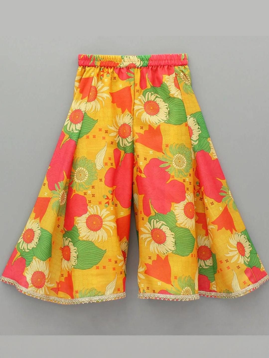 Girls Printed Sleeveless Top And Palazzo Set With Dupatta 3Pc 4